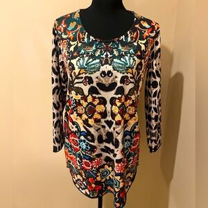 Ali Miles Multicolor Floral & Animal Print Tunic
